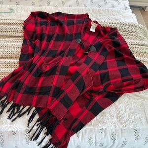 Red plaid poncho